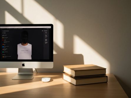 스마트폰과 노트북이 놓인 책상 위에 커피 한 잔과 메모장