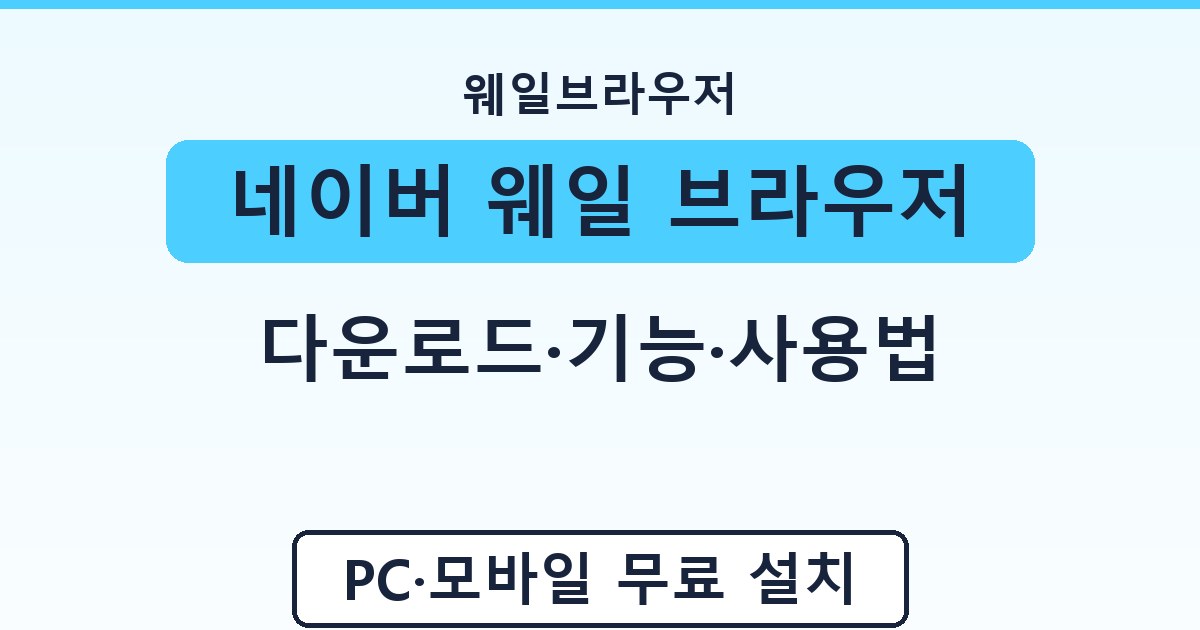 네이버 웨일 브라우저 - 다운로드·기능·사용법 안내